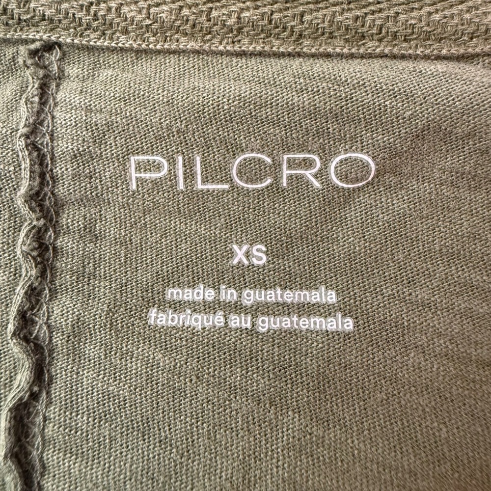 PILCRO Olive Green Cotton Crew Neck Tunic Tee T-Shirt Top Womens XS - Picture 5 of 7